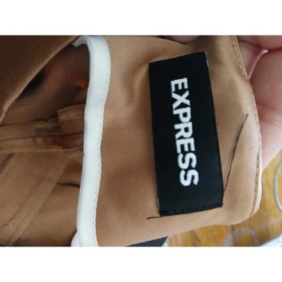 Express 14R Satin Wide Leg High Rise Brown Pants Luxe Glam Evening Trousers - Picture 7 of 9